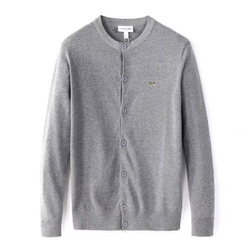 Men's casual embroidery Long sleeve Cardigan Sweater grey