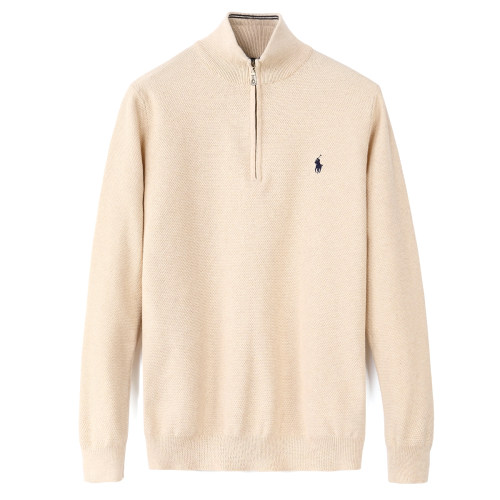 Men's casual embroidery Long sleeve Half zipper Sweater
