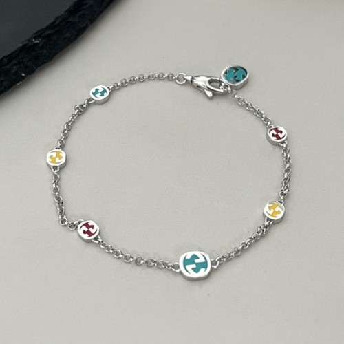 925 silver Double G colored enamel Bracelet adjustable jewelry