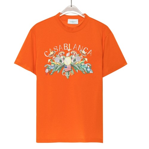 23SS adult Cotton casual Fun Letters Print short sleeved Crewneck t shirt Tees Clothing oversized orange 8166