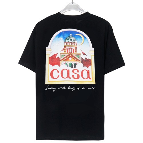 23SS adult Cotton casual Castle Letter Print short sleeved Crewneck t shirt Tees Clothing oversized black 8193