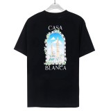 23SS adult Cotton casual castle Print short sleeved Crewneck t shirt Tees Clothing oversized black 8211