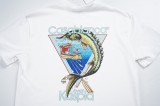 23SS adult Cotton casual fish Print short sleeved Crewneck t shirt Tees Clothing oversized white 8207