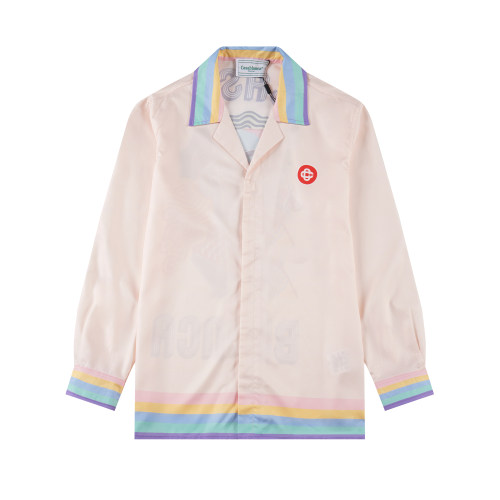Men's casual Cotton Print Long sleeve Jacket pink 9626