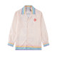 Men's casual Cotton Print Long sleeve Jacket pink 9626