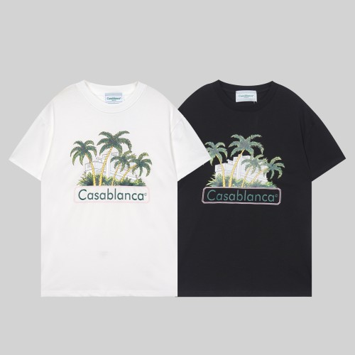 23SS adult Cotton casual coconut tree Print short sleeved Crewneck t shirt Tees Clothing oversized white G1023