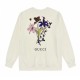 Men's casual Cotton plant Print Long sleeve Sweater apricot