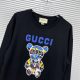 Men's casual Cotton Little Bear Print Long sleeve Sweater