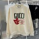 Men's casual Cotton Cats Print Long sleeve Sweater white