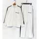 Men's casual Cotton Print Long sleeve Jacket set white 6001