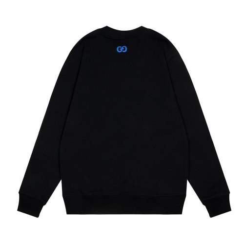 Men's casual Cotton Alphabet Print Long sleeve Sweater black