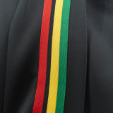 Men's casual Cotton Print Long sleeve Jacket set black 6016