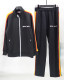 Men's casual Cotton Print Long sleeve Jacket set black 6002