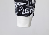 Men's casual Cotton Print Long sleeve hoodies Tracksuit Set white KK-38047