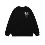 unisex casual Cotton Alphabet Print Long sleeve Sweater black