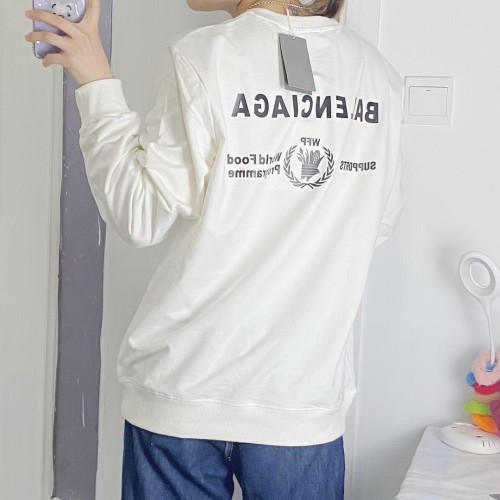 Men's casual Cotton Alphabet Print Long sleeve Sweater white