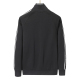 Men's casual Cotton  jacquard Long sleeve Jacket Tracksuit Set black KK-38023
