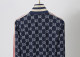 Men's casual Cotton jacquard Long sleeve Jacket Tracksuit Set royal blue KK-G1001