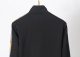 Men's casual Cotton embroidery Long sleeve Jacket Tracksuit Set black KK-38007