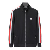 Men's casual Cotton jacquard Long sleeve Jacket Tracksuit Set black KK-38033