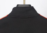 Men's casual Cotton embroidery Long sleeve Jacket Tracksuit Set black KK-38021