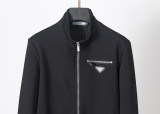 Men's casual Cotton Long sleeve Jacket Tracksuit Set black KK-38012