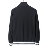 Men's casual Cotton jacquard Long sleeve Jacket Tracksuit Set black KK-38015
