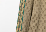 Men's casual Cotton  jacquard Long sleeve Jacket Tracksuit Set brown KK-38029