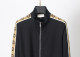 Men's casual Cotton jacquard Long sleeve Jacket Tracksuit Set black KK-38002