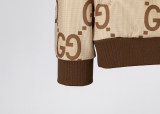 Men's casual Cotton jacquard Long sleeve Cardigan hoodies Tracksuit set light brown KK-38025