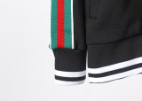 Men's casual Cotton jacquard Long sleeve Jacket Tracksuit Set black KK-38001