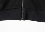 Men's casual Cotton jacquard Long sleeve Cardigan hoodies Tracksuit Set Black KK-38026