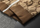 Men's casual Cotton jacquard Long sleeve zipper Hooded Jacket Tracksuit Set brown KK-13109