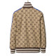 Men's casual Cotton jacquard Long sleeve Jacket Tracksuit Set brown KK-G1001