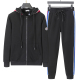 Men's casual Cotton jacquard Long sleeve Cardigan hoodies Tracksuit Set Black KK-38026