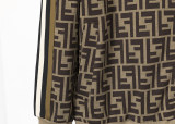 Men's casual Cotton jacquard Long sleeve Jacket Tracksuit Set brown KK-38032