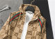 Men's casual Cotton jacquard Long sleeve zipper Hooded Jacket Tracksuit Set brown KK-13103