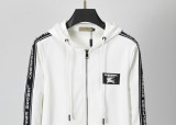 Men's casual Cotton jacquard Long sleeve Cardigan hoodies Tracksuit set white KK-38027