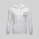 Men's casual Cotton plant Alphabet Print Long sleeve hoodies white C557