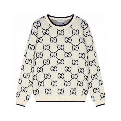 unisex casual 100% Cotton jacquard Long sleeve round neck Sweater white 821