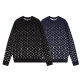 unisex casual Cotton jacquard Long sleeve round neck Sweater dark blue 33801-2