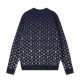 unisex casual Cotton jacquard Long sleeve round neck Sweater dark blue 33801-2