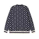unisex casual Cotton Alphabet jacquard Long sleeve round neck Sweater Black 33792