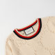 unisex casual Cotton  jacquard Long sleeve round neck Sweater apricot 33793