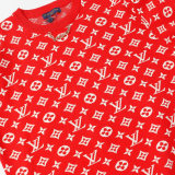 unisex casual Cotton Alphabet jacquard Long sleeve round neck Sweater red 33792