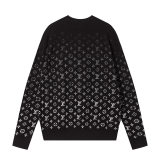 unisex casual Cotton jacquard Long sleeve round neck Sweater Black 33801-2
