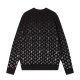 unisex casual Cotton jacquard Long sleeve round neck Sweater Black 33801-2