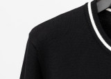 Men's casual classics Cotton jacquard Long sleeve round neck Sweater black 3005