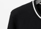 Men's casual classics Cotton jacquard Long sleeve round neck Sweater black 3005