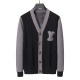 Men's casual Cotton jacquard Long sleeve Cardigan Sweater black 3031